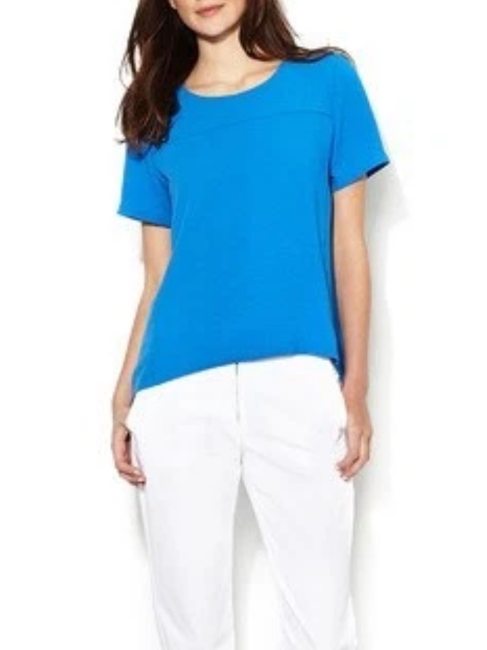 A.L.C. Blue Scoop Neck Side Slit Linen Viscose Blend Pocket Accent Sz XS
